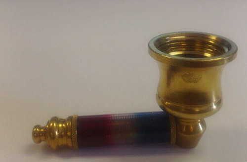 2.75" THREADED XL PARTY BOWL BRASS METAL TOBACCO HANDPIPE PLASTIC COVER RED/BLUE