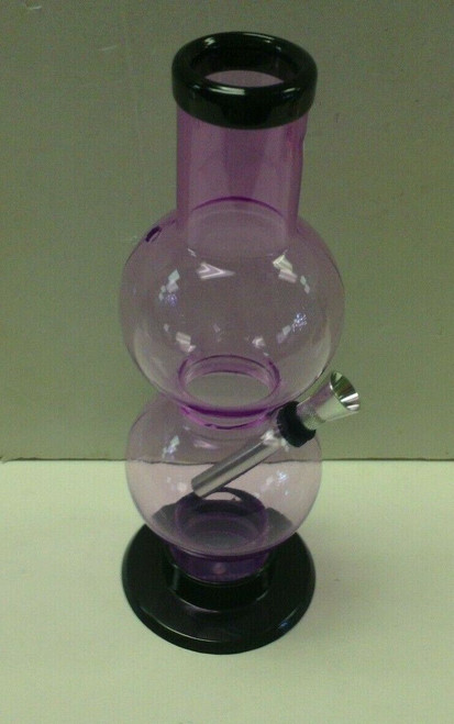 9" ACRYLIC STRAIGHT 2-BUBBLE WITH PULL BOWL WATER PIPE - LAVENDER (1.5" Width)