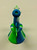 8" SILICONE NOVELTY CRESCENT MOON-SHAPED WATER PIPE WITH GLASS CRESCENT MOON CHAMBER & 14mm GLASS BOWL - BLUE, WHITE & GREEN