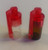 1 GRAM CLEAR GLASS & 1 GRAM AMBER GLASS BULLET JARS W/ LIDDED COLORED PLASTIC SPOON