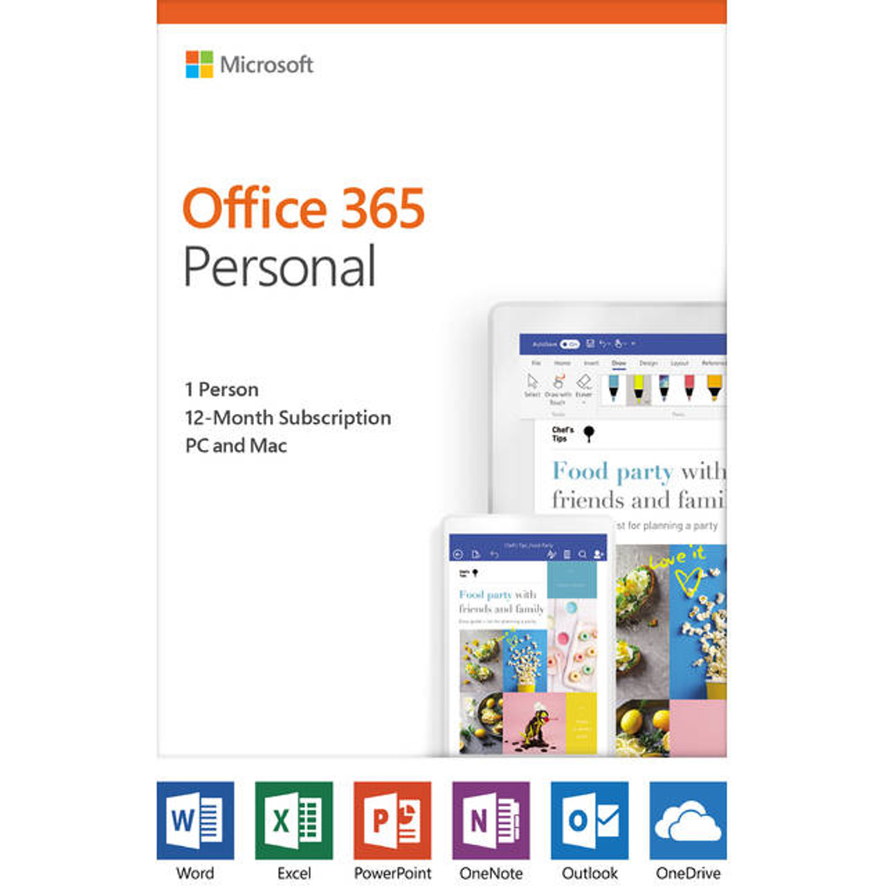 Microsoft Office 365 Personal | 12-month subscription, 1 person, PC/Mac Key  Card