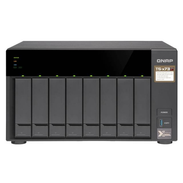 QNAP TS-873-4G-US AMD R-Series RX-421ND 2.1GHz/ 4GB DDR4/ 4GbE/ 8SATA3/ USB3.0/ 8-Bay Tower NAS for SMB