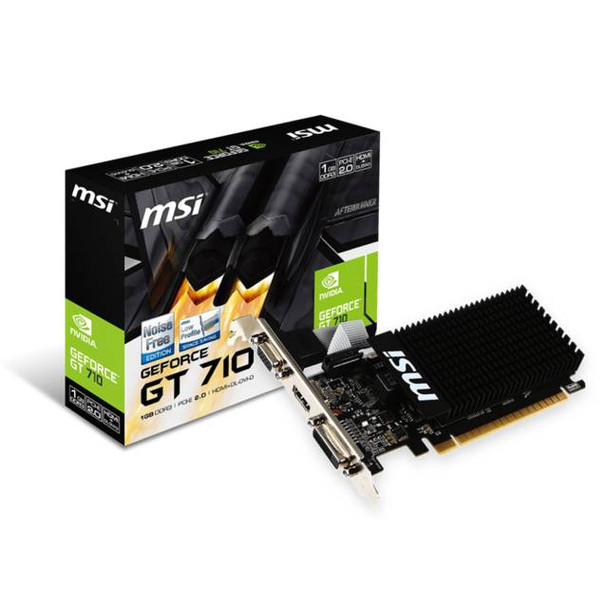MSI NVIDIA GeForce GT 710 1GB DDR3 VGA/DVI/HDMI Low Profile PCI-Express Video Card