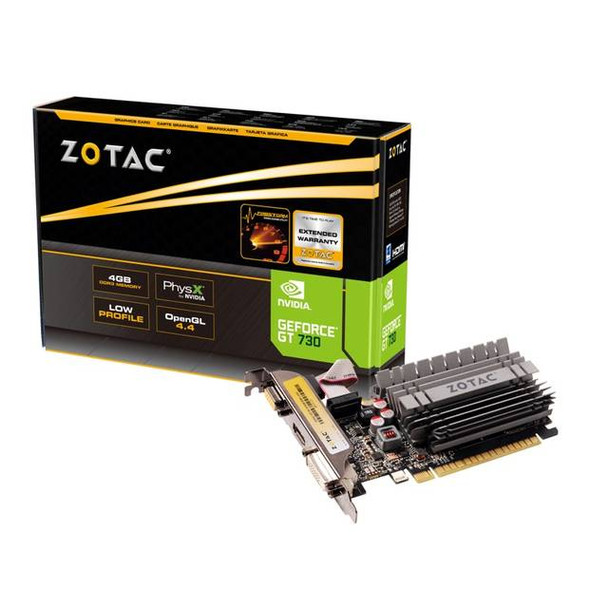 ZOTAC NVIDIA GeForce GT 730 4GB DDR3 VGA/DVI/HDMI Low Profile PCI-Express Video Card
