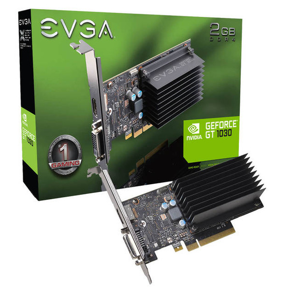 EVGA NVIDIA GeForce GT 1030 DDR4 Passive 2GB SDDR4 DVI/HDMI Low Profile PCI-Express Video Card