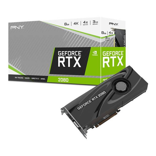 PNY NVIDIA GeForce RTX 2080 Blower 8GB GDDR6 HDMI/3DisplayPort/USB Type-C PCI-Express Video Card