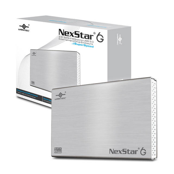 Vantec NexStar 6G NST-266S3-SV 2.5 inch SATA3 to USB 3.0 External Hard Drive Enclosure (Silver)