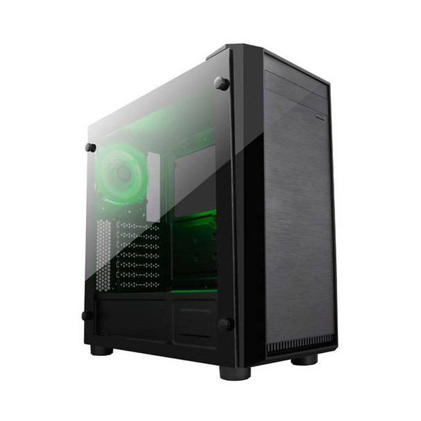 Apevia X-MIRAGEDX-GN No Power Supply ATX Mid Tower w/ Side Window (Black/Green)