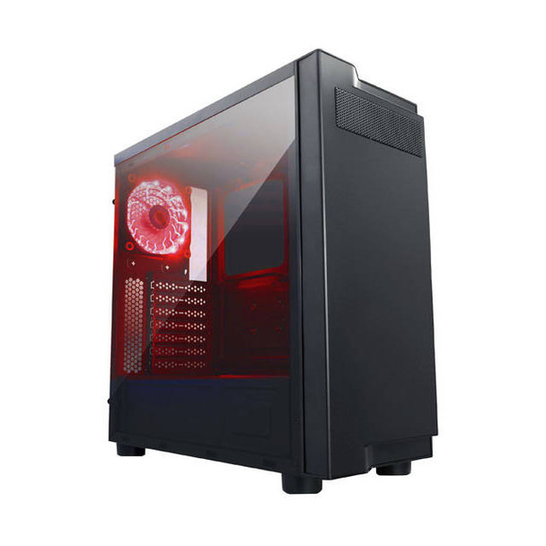 Apevia X-INFINITY-RD No Power Supply ATX Mid Tower w/ Side Window (Black/Red)