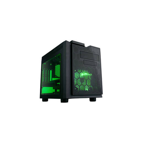 Apevia X-Qpack3 No Power Supply MicroATX Case (Black/Green)