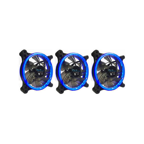 Apevia 312L-CBL 120mm Blue LED Case Fan w/ Anti-Vibration Rubber Pads (3-pk)