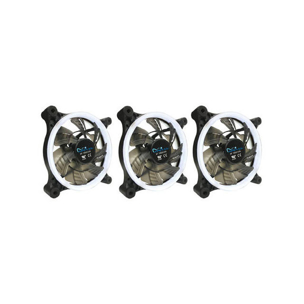 Apevia 312L-CWH 120mm White LED Case Fan w/ Anti-Vibration Rubber Pads (3-pk)