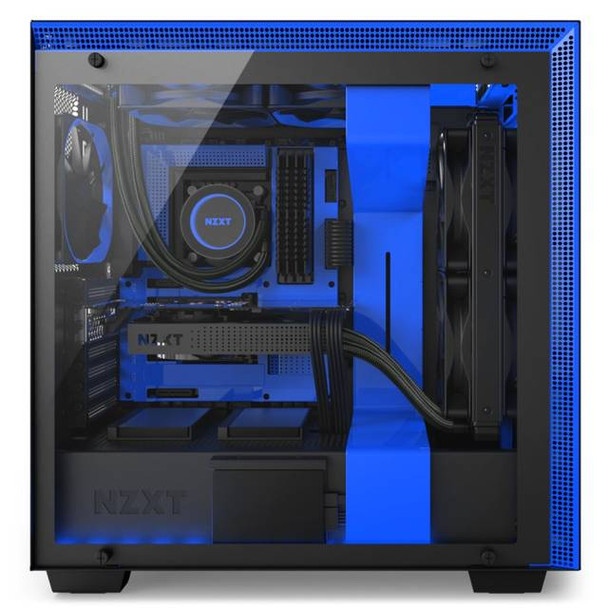 NZXT H700i No Power Supply ATX Mid Tower w/ Lighting and Fan Control (Matte Black/Blue)