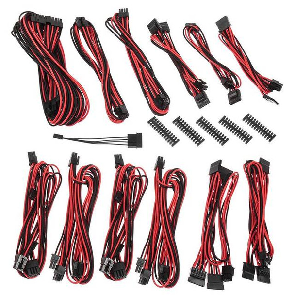 BitFenix ALCHEMY 2.0 PSU CABLE KIT for Corsair Power Supply AXi/HXi/HX,RM/Rmi/RMx/CS-M/TX-M/CX-M, for BitFenix Power Supply Whisper M , CSR-SERIES - Black/Red (BFX-ALC-CSRKR-RP)