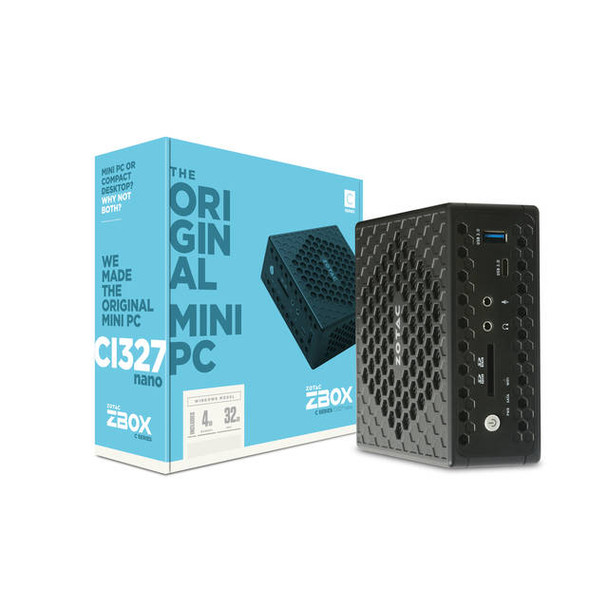 ZOTAC ZBOX-CI327NANO-U-W2B Intel N3450 1.1GHz/ 4GB DDR3L/ 32GB SSD/ No ODD/ Windows 10 Home Mini PC