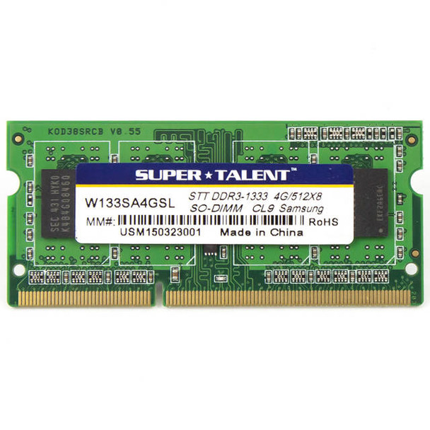 Super Talent DDR3L-1333L SODIMM 4GB/512Mx8 CL9 Samsung Chip Notebook Memory