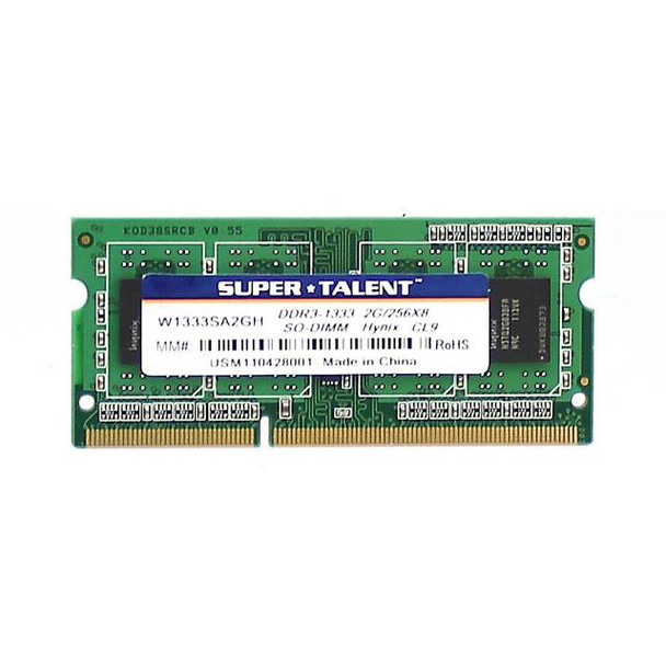 Super Talent DDR3-1333 SODIMM 2GB/256Mx8 Hynix Chip Notebook Memory