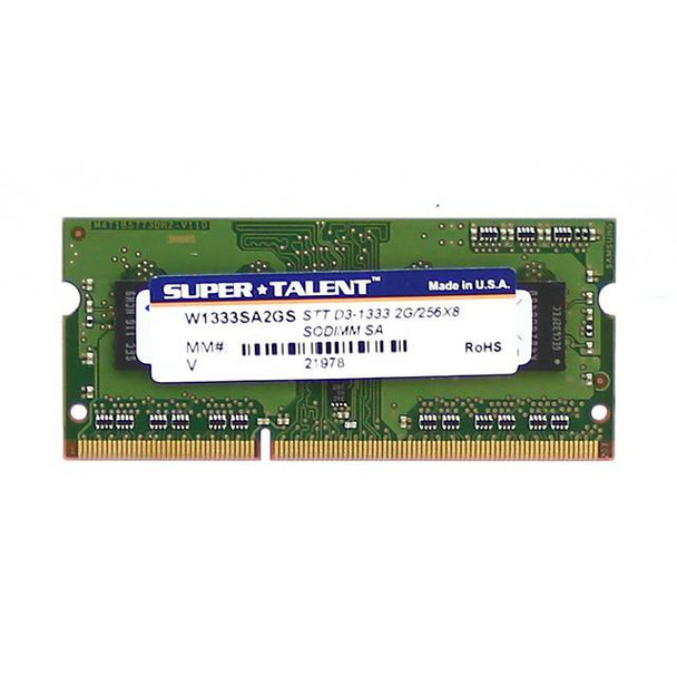 Super Talent DDR3-1333 SODIMM 2GB/256Mx8 Samsung Chip Notebook Memory