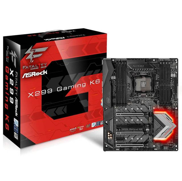 ASRock X299 GAMING K6 LGA2066/ Intel X299/ DDR4/ Quad CrossFireX & Quad SLI/ SATA3&USB3.1/ M.2/ A&2GbE/ ATX Motherboard