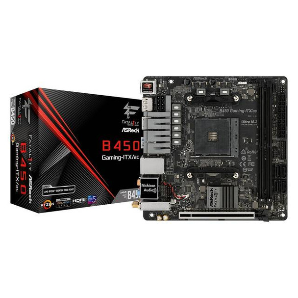 ASRock Fatal1ty B450 GAMING-ITX/AC Socket AM4/ AMD B450/ DDR4/ SATA3&USB3.1/ M.2/ WiFi/ A&GbE/ Mini-ITX Motherboard