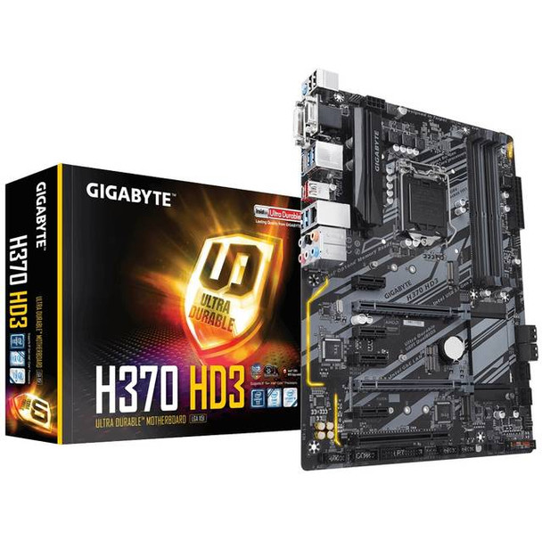 GIGABYTE H370 HD3 LGA1151/ Intel H370/ DDR4/ Quad CrossFireX/ SATA3&USB3.1/ M.2/ A&GbE/ ATX Motherboard
