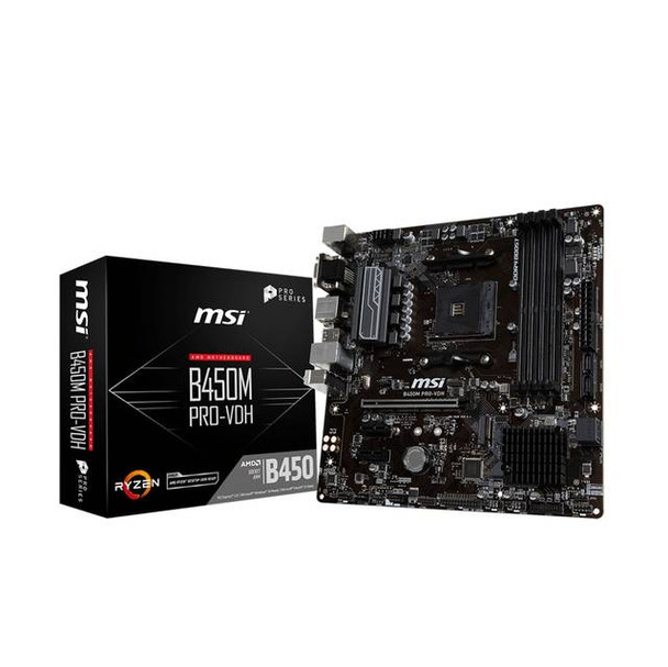 MSI B450M PRO-VDH Socket AM4/ AMD B450/ DDR4/ SATA3&USB3.1/ M.2/ A&GbE/ MicroATX Motherboard