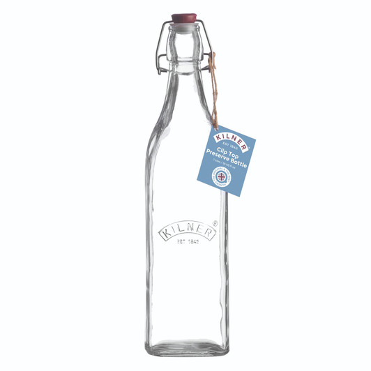 Square Clip Top Bottle, 1 Litre