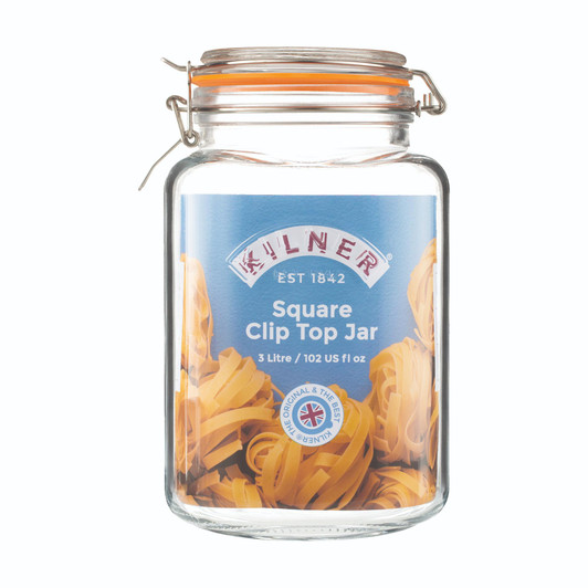 Square Clip Top Jar, 3 Litre Square Clip Top Jar, 3 Litre