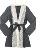 HOME APPAREL LACE FRONT ROBE SLATE W/ IVORY LACE