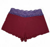 HOME APPAREL LACE WAIST SHORTIE MAROON W/ DEEP VIOLET LACE