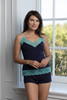 HOME APPAREL CAMISOLE DEEP BLUE W/ DARK TURQUOISE LACE