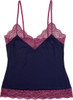 HOME APPAREL CAMISOLE DEEP BLUE W/ ROSEWOOD LACE