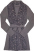 AMOUR HOME APPAREL LACE FRONT ROBE SMOKEY GREY W/ CHARCOAL/ BLUSH LACE