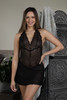 FLAUNT HALTER TEDDY BLACK