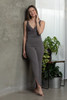 AMOUR HOME APPAREL FULL LENGTH LACE WAIST PANT SMOKEY GREY W/ CHARCOAL/ BLUSH LACE