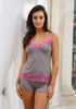 HOME APPAREL CAMISOLE SMOKEY GREY W/ ORCHID LACE
