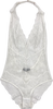 ALL LACE AMOUR DEEP PLUNGE HALTER BODYSUIT ECRU