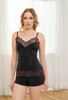 HOME APPAREL CAMISOLE BLACK W/ GRAPE CHARTREUSE LACE