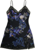 CLASSIC SILK BABYDOLL PRINTED ENCHANTED BLOSSOMS W/ BLACK LACE