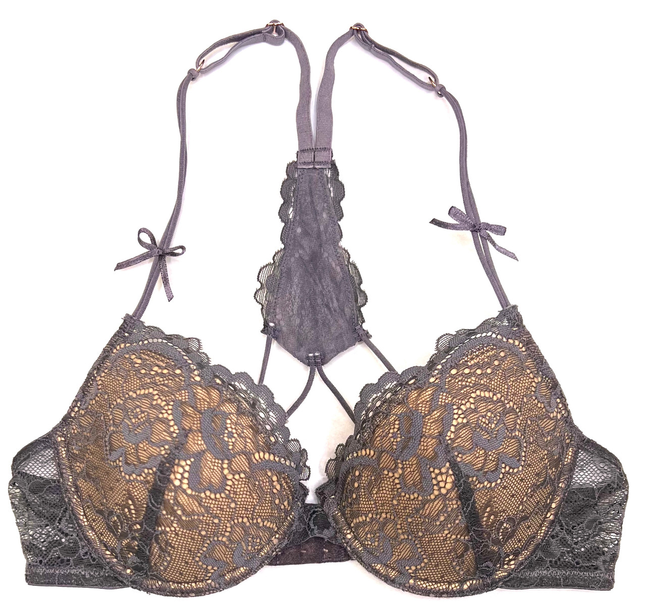 ALL LACE AMOUR ULTIMATE FIT BRA CHARCOAL/BLUSH