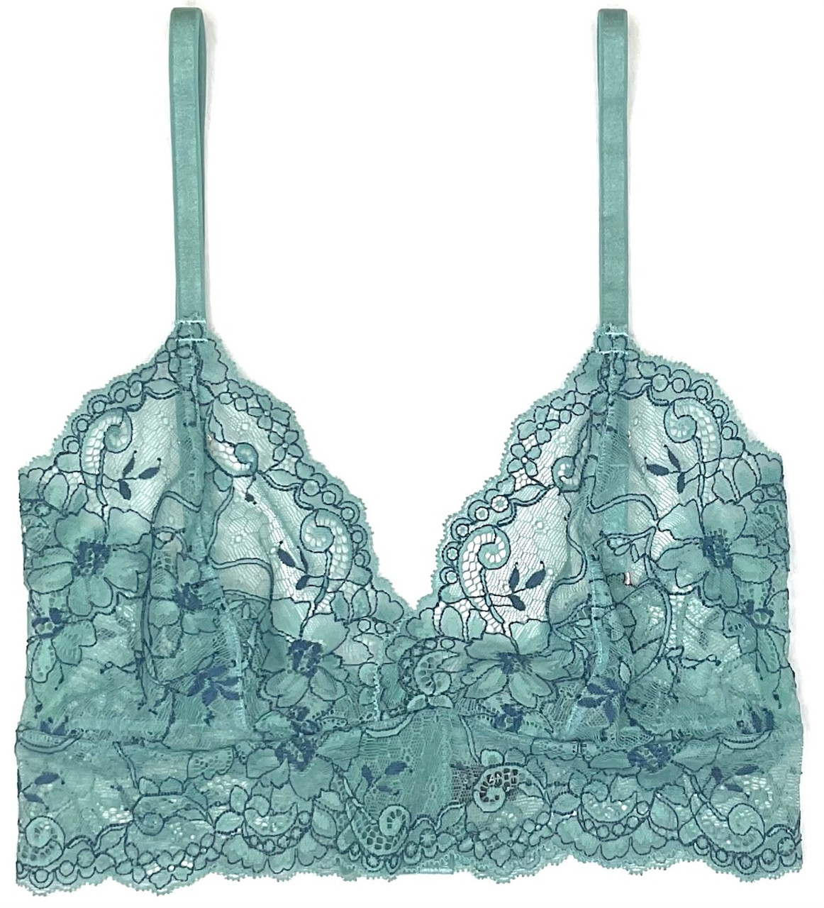 All.You.LIVELY Women's Longline Lace Bralette - Teal Blue L