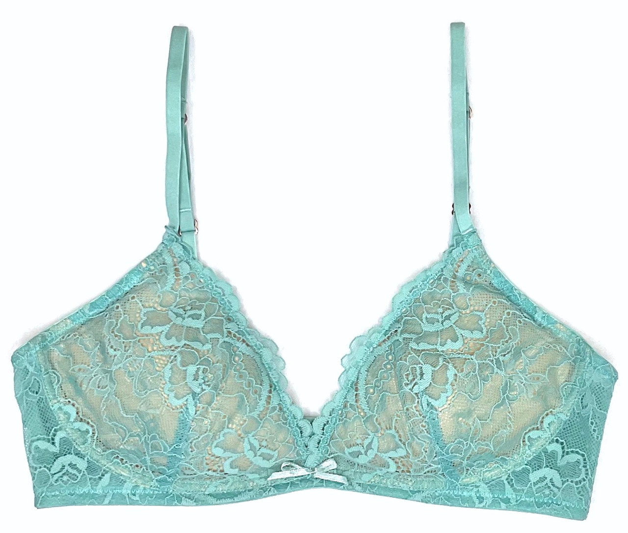 ALL LACE CLASSIC BRALETTE W/ REMOVABLE FOAM CUPS DARK TURQUOISE