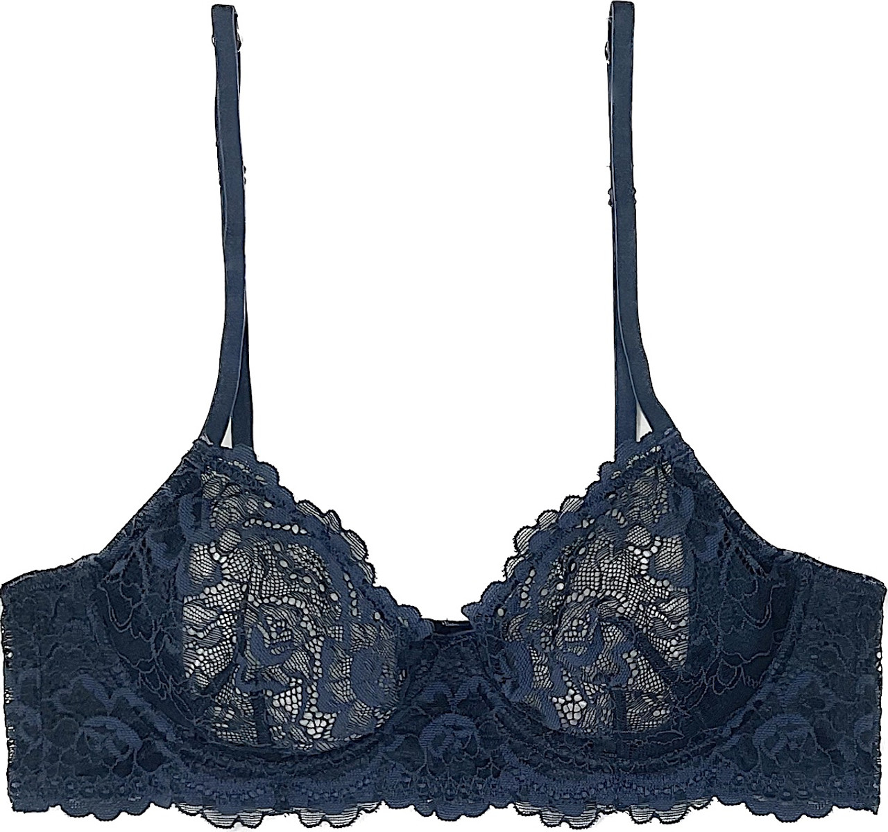 Lace Bralette Sleepwear Bra, C Cup Bra Black White