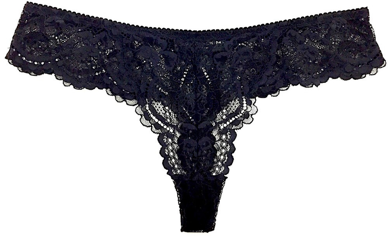 Mid Rise Classic Lace Thong Black