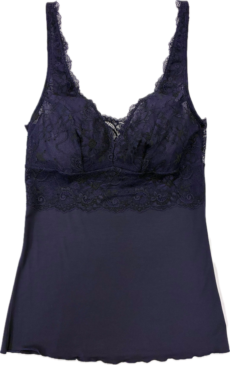 HOME APPAREL BUILT UP CAMI DEEP BLUE W/ DARK NAVY/BLACK AMOUR LACE