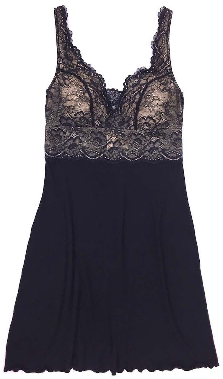 HOME APPAREL BUILT UP CAMI BLACK W/ BLACK LACE - Samantha Chang