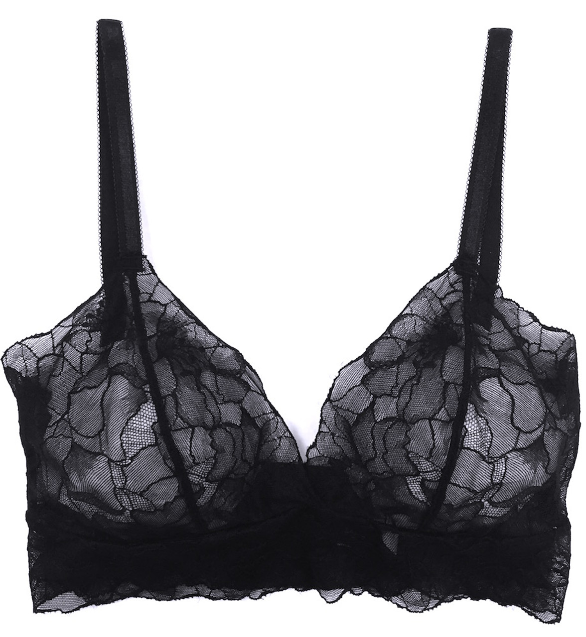 ALL LACE GLAMOUR LONGLINE TRIANGLE BRA BLACK - Samantha Chang