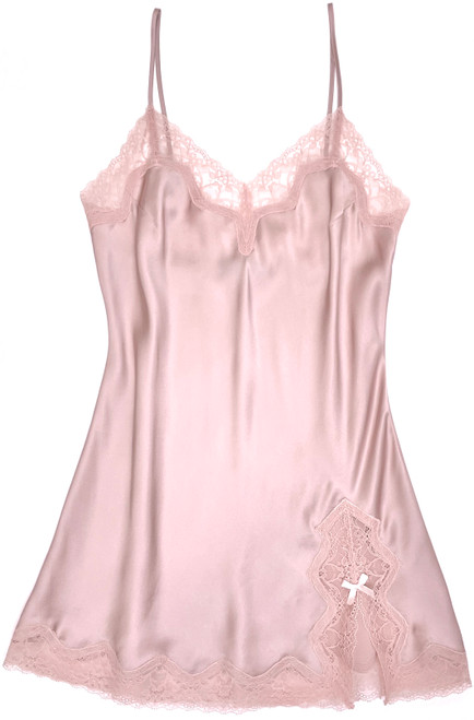 CLASSIC SILK BABYDOLL PINK SAND W/ PINK SAND LACE