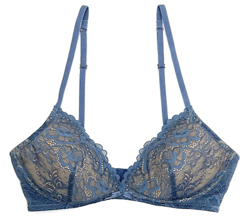 ALL LACE CLASSIC BRALETTE W/ REMOVABLE FOAM CUPS INDIGO GLAZE