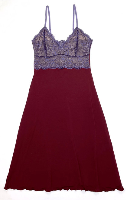 HOME APPAREL LACE CUP BALLERINA GOWN MAROON W/ DEEP VIOLET LACE